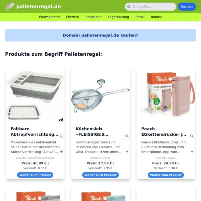 Screenshot palletenregal.de