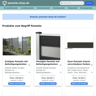 Screenshot paneele-shop.de