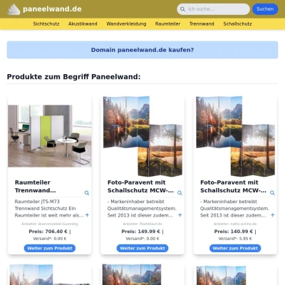 Screenshot paneelwand.de