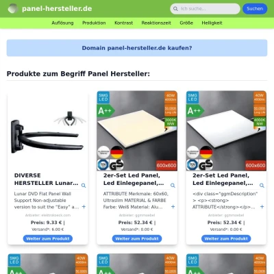 Screenshot panel-hersteller.de