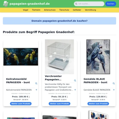 Screenshot papageien-gnadenhof.de