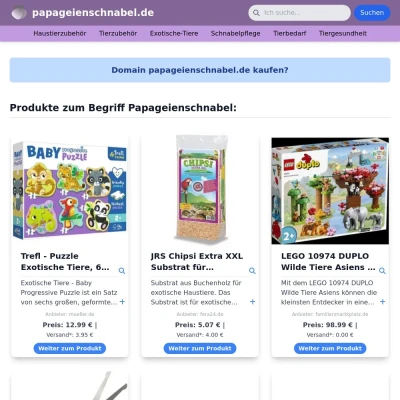 Screenshot papageienschnabel.de