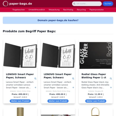 Screenshot paper-bags.de