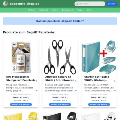 Screenshot papeterie-shop.de