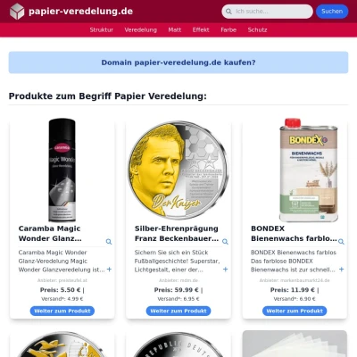 Screenshot papier-veredelung.de