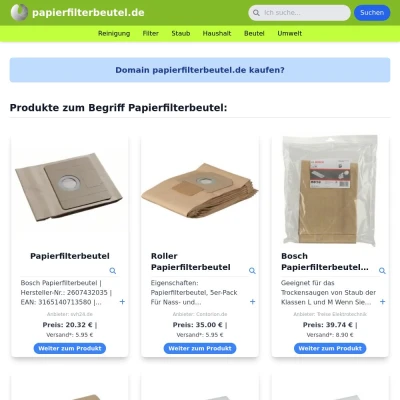 Screenshot papierfilterbeutel.de