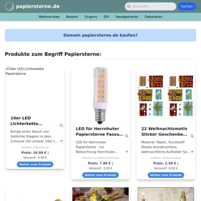 Screenshot papiersterne.de