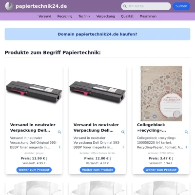 Screenshot papiertechnik24.de