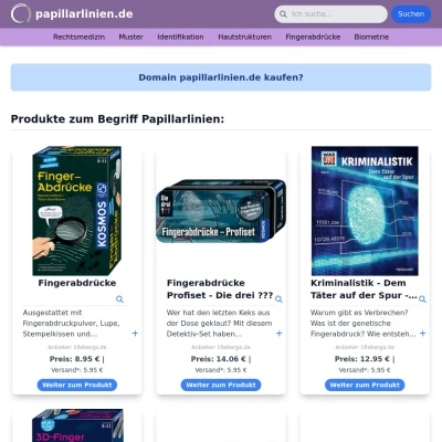 Screenshot papillarlinien.de