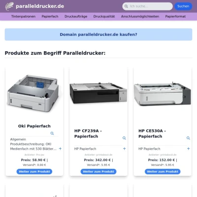Screenshot paralleldrucker.de