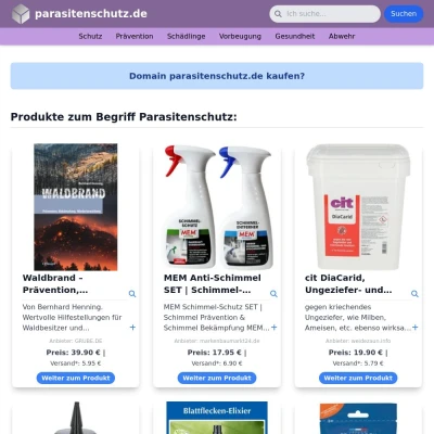 Screenshot parasitenschutz.de