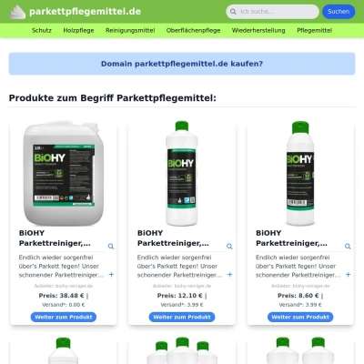 Screenshot parkettpflegemittel.de