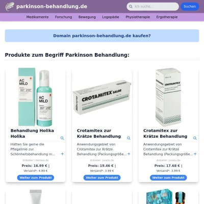 Screenshot parkinson-behandlung.de