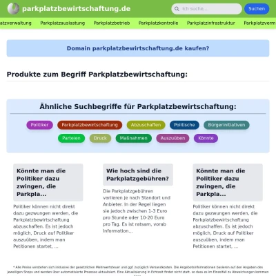 Screenshot parkplatzbewirtschaftung.de