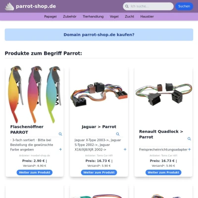 Screenshot parrot-shop.de