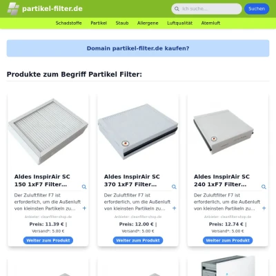Screenshot partikel-filter.de