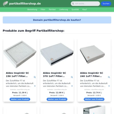 Screenshot partikelfiltershop.de