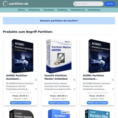 Screenshot partition.de