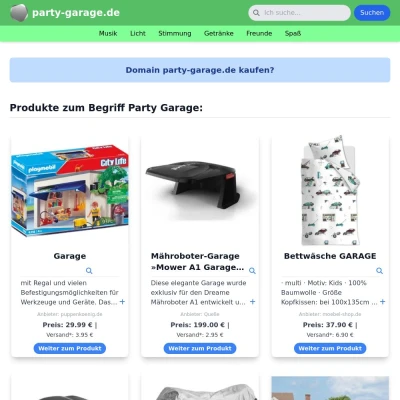 Screenshot party-garage.de