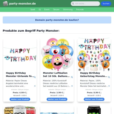 Screenshot party-monster.de