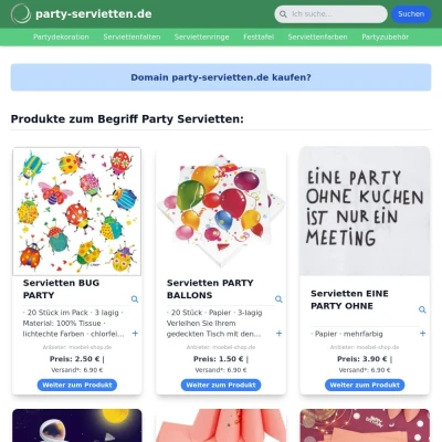 Screenshot party-servietten.de