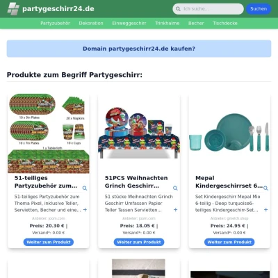 Screenshot partygeschirr24.de