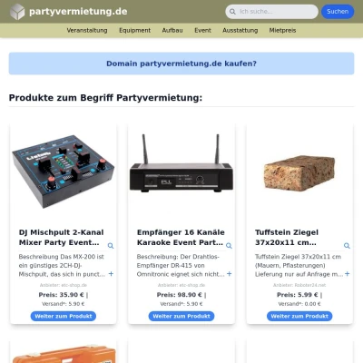 Screenshot partyvermietung.de