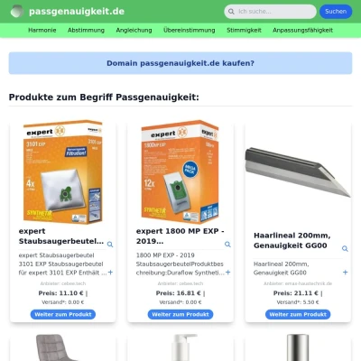 Screenshot passgenauigkeit.de