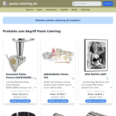 Screenshot pasta-catering.de