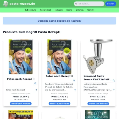 Screenshot pasta-rezept.de