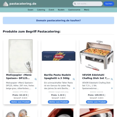 Screenshot pastacatering.de