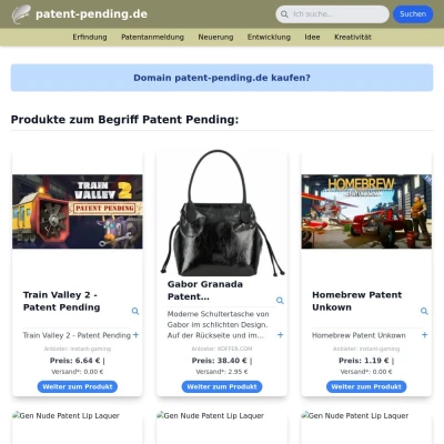 Screenshot patent-pending.de