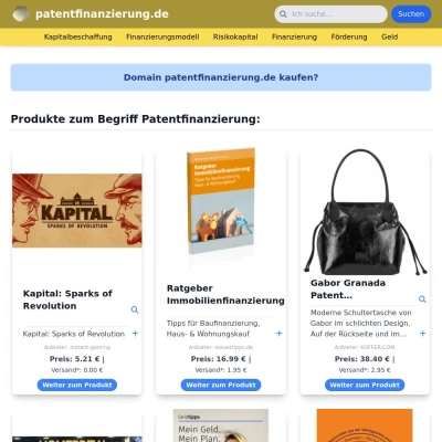 Screenshot patentfinanzierung.de