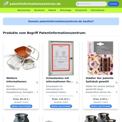 Screenshot patentinformationszentrum.de