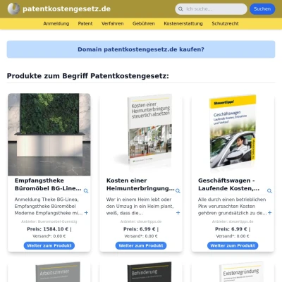 Screenshot patentkostengesetz.de