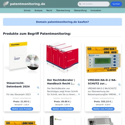 Screenshot patentmonitoring.de