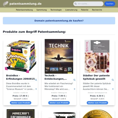 Screenshot patentsammlung.de