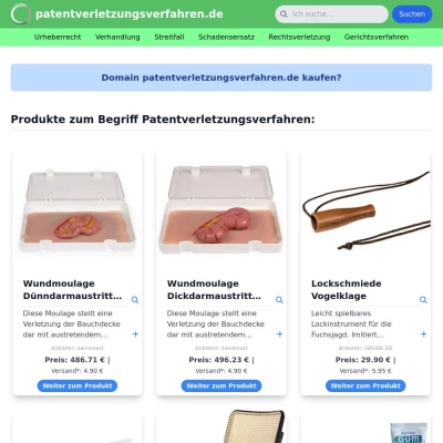 Screenshot patentverletzungsverfahren.de