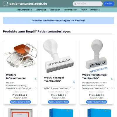 Screenshot patientenunterlagen.de