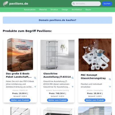 Screenshot pavilions.de