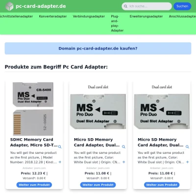 Screenshot pc-card-adapter.de