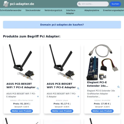 Screenshot pci-adapter.de