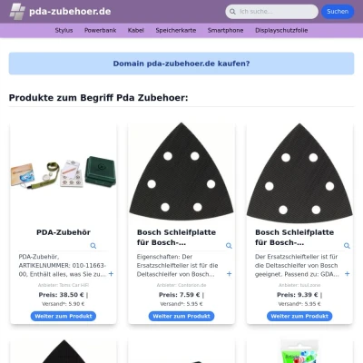 Screenshot pda-zubehoer.de