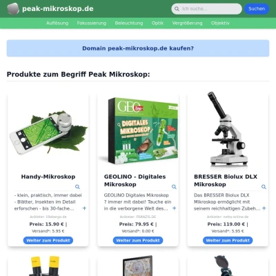 Screenshot peak-mikroskop.de