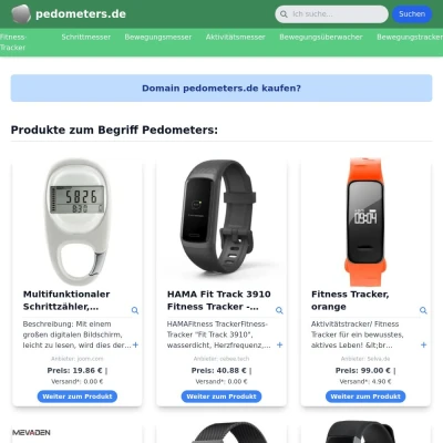 Screenshot pedometers.de