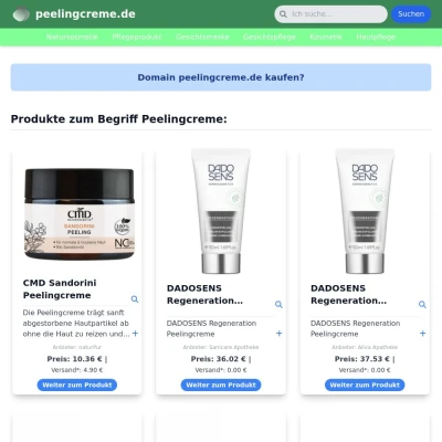 Screenshot peelingcreme.de