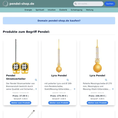 Screenshot pendel-shop.de