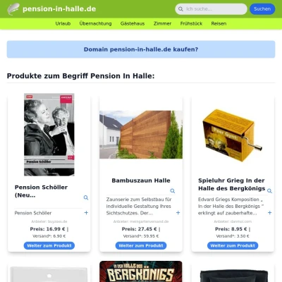 Screenshot pension-in-halle.de