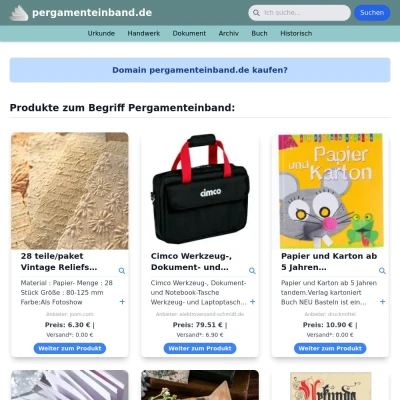 Screenshot pergamenteinband.de