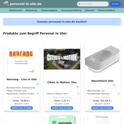 Screenshot personal-in-ulm.de